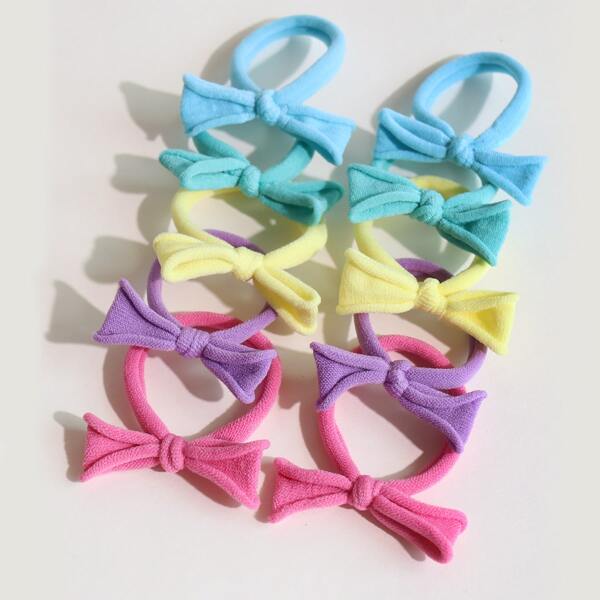 

10pcs Toddler Girls Solid Hair Tie, Multicolor
