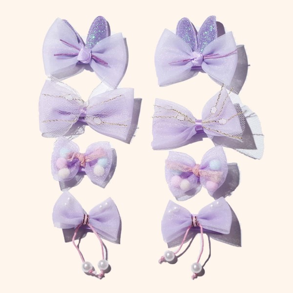 

8pcs Toddler Girls Bow Knot Hair Clip, Purple