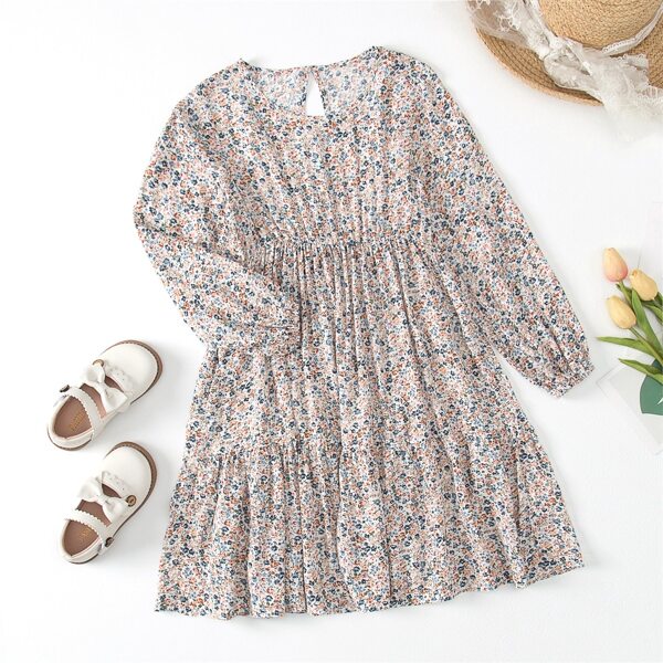 

Girls Ditsy Floral Print Ruffle Hem Dress, Multicolor