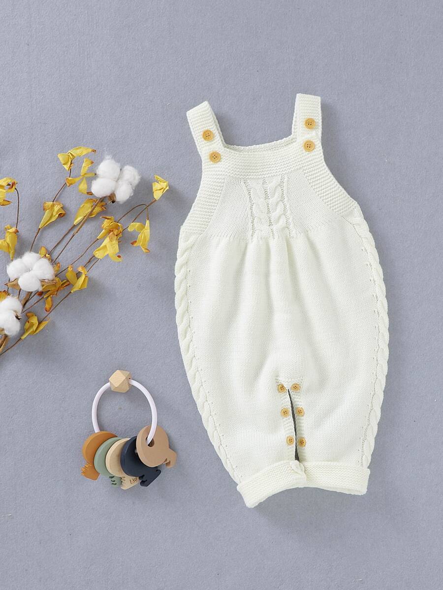 Trẻ sơ sinh Em bé Cable Dệt kim Áo liền quần - Màu be - Xem 1