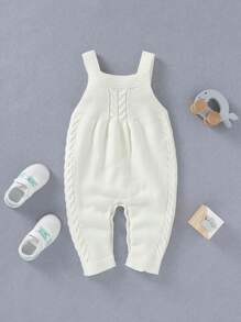 Trẻ sơ sinh Em bé Cable Dệt kim Áo liền quần - Màu be - Xem 2