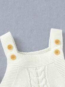 Trẻ sơ sinh Em bé Cable Dệt kim Áo liền quần - Màu be - Xem 4