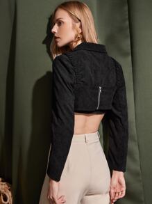 SHEIN BAE Lapel Neck Crop Top & Cami Top - Black - View 2