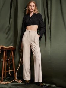 SHEIN BAE Lapel Neck Crop Top & Cami Top - Black - View 5