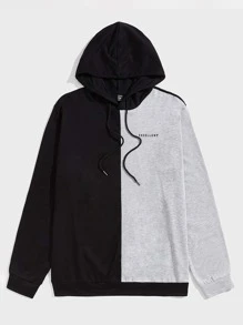 Manfinity Hombres Sudadera con capucha de color combinado con cordón