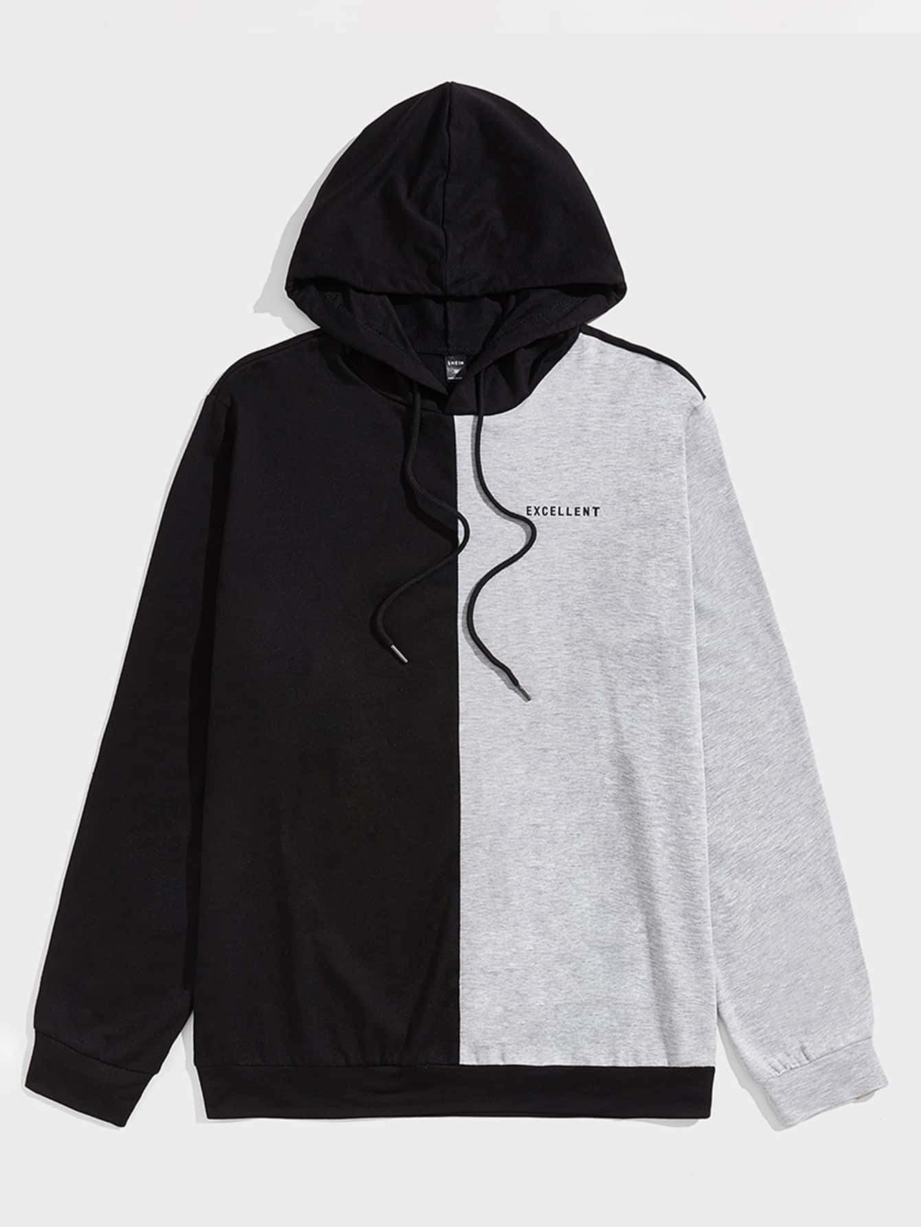 Manfinity Hombres Sudadera con capucha de color combinado con cordón