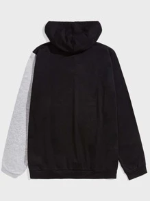 Manfinity Hombres Sudadera con capucha de color combinado con cordón