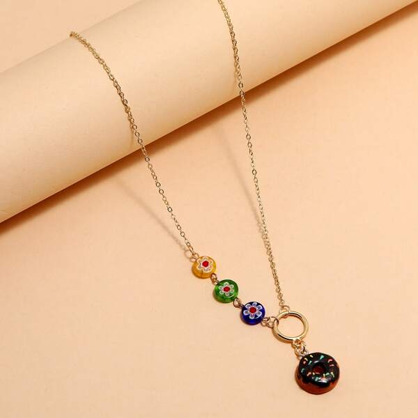 

Donut Charm Necklace, Multicolor