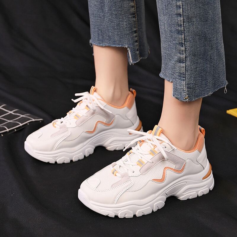 

Lace-up Front Mesh Panel Sneakers, White