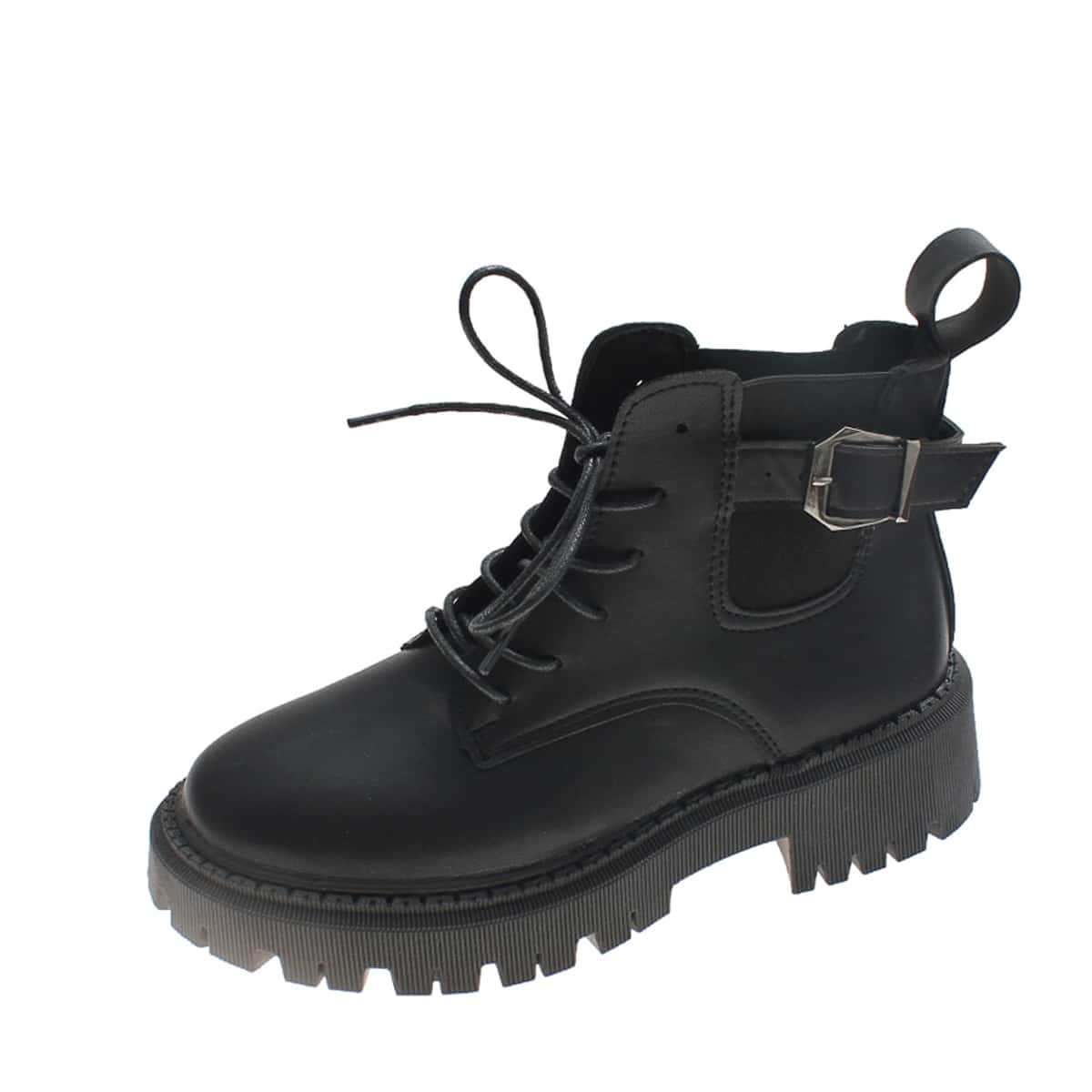 

Buckle Decor Combat Boots, Black