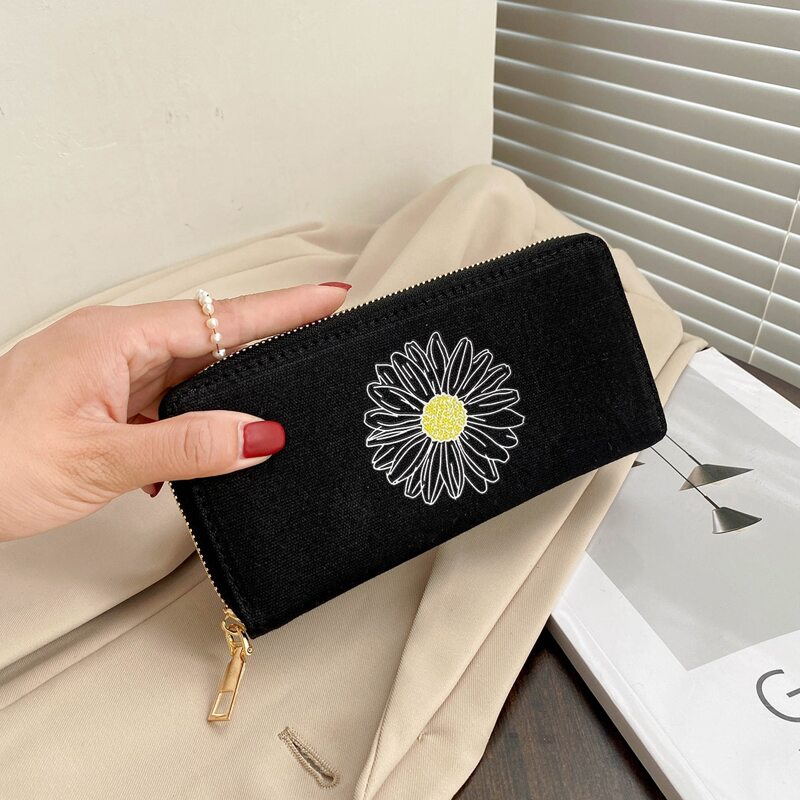 

Flower Graphic Zip Around Purse, Multicolor