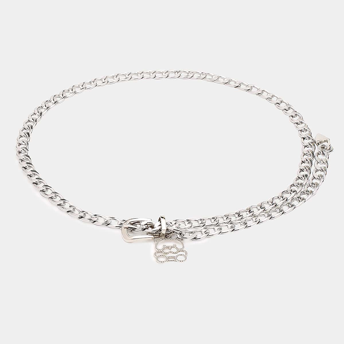 

Bear Decor Chain Belt, Silver