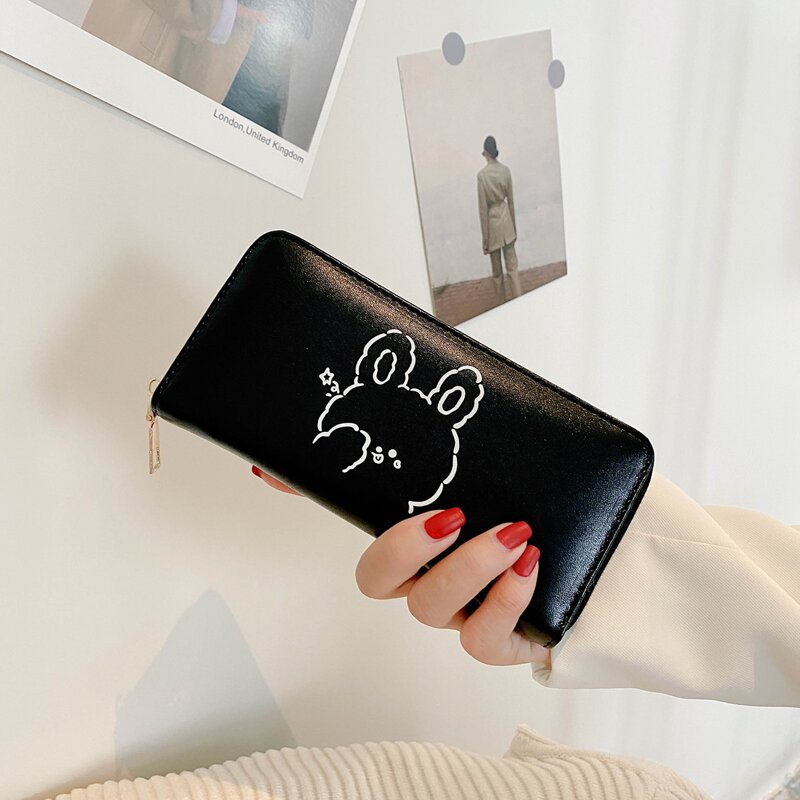 

Cartoon Graphic Long Purse, Black