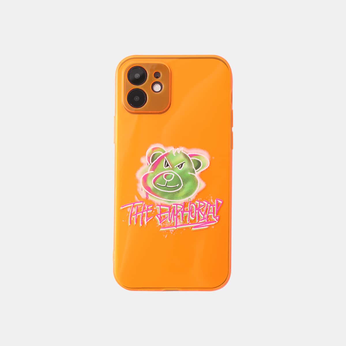 

Cartoon Graphic Phone Case With Holographic Film, Orange