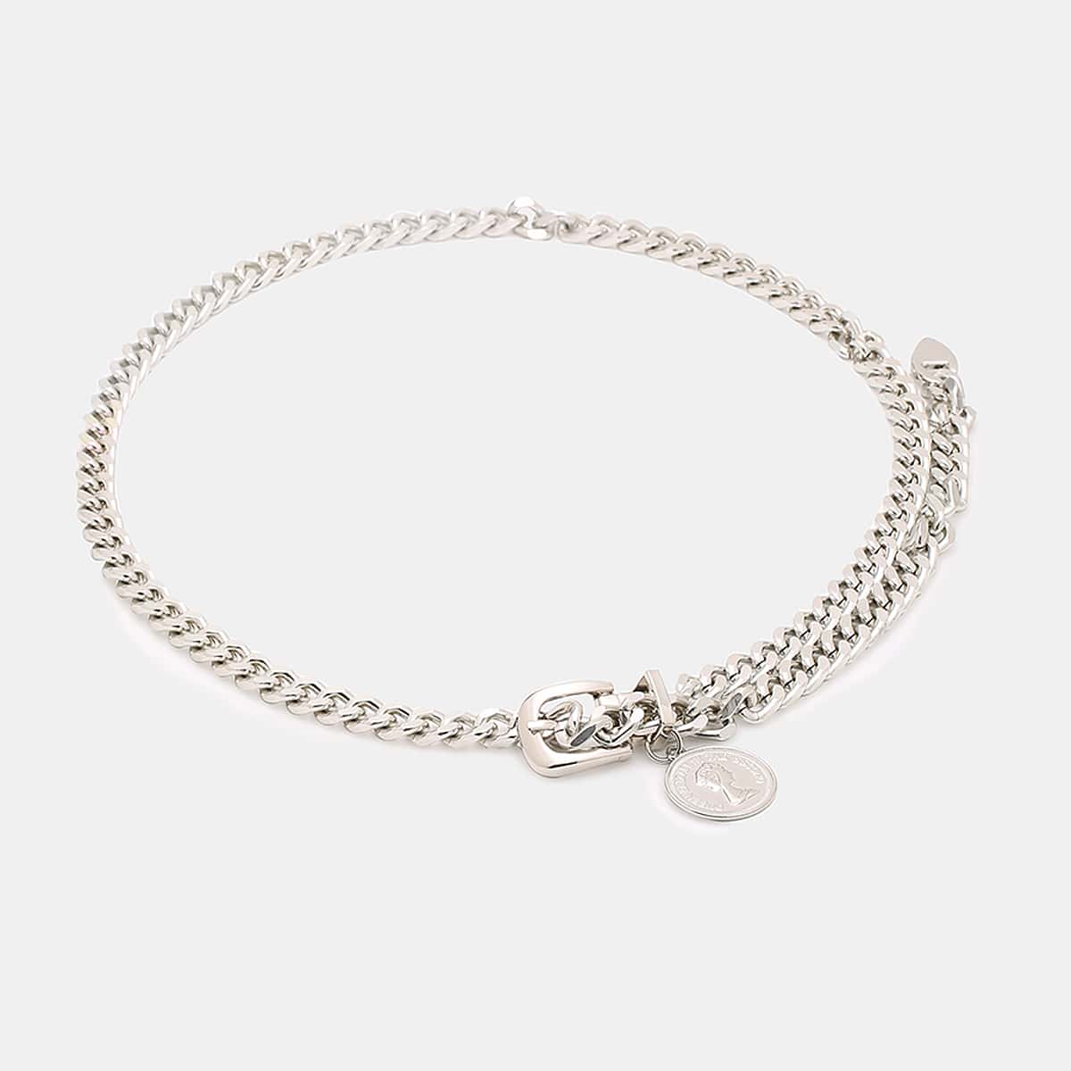 

Geo Charm Chain Belt, Silver