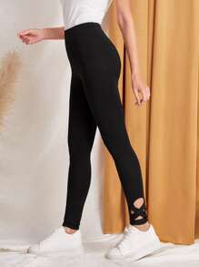 EMERY ROSE Quần tất nữ Hội Chữ thập màu trơn Giải trí - màu đen - Xem 1