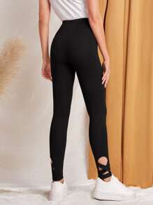 EMERY ROSE Quần tất nữ Hội Chữ thập màu trơn Giải trí - màu đen - Xem 2