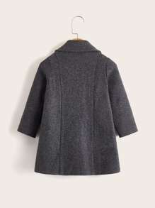 小女童荷葉邊雙排釦花呢外套 - 深灰色 - 查看 2