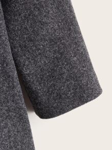 小女童荷葉邊雙排釦花呢外套 - 深灰色 - 查看 4