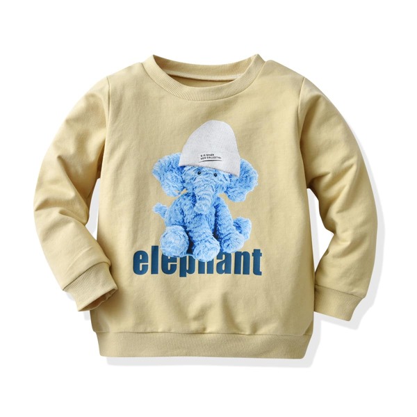 

Toddler Boys Cartoon & Letter Graphic Sweatshirt, Apricot