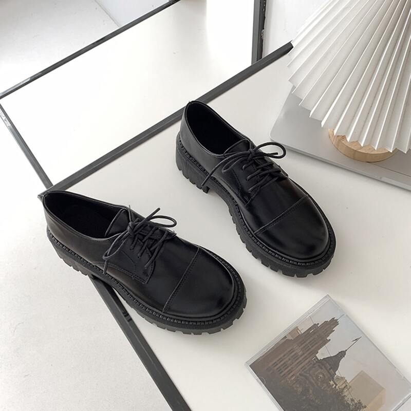 

Lace-up Front Platform Oxfords, Black