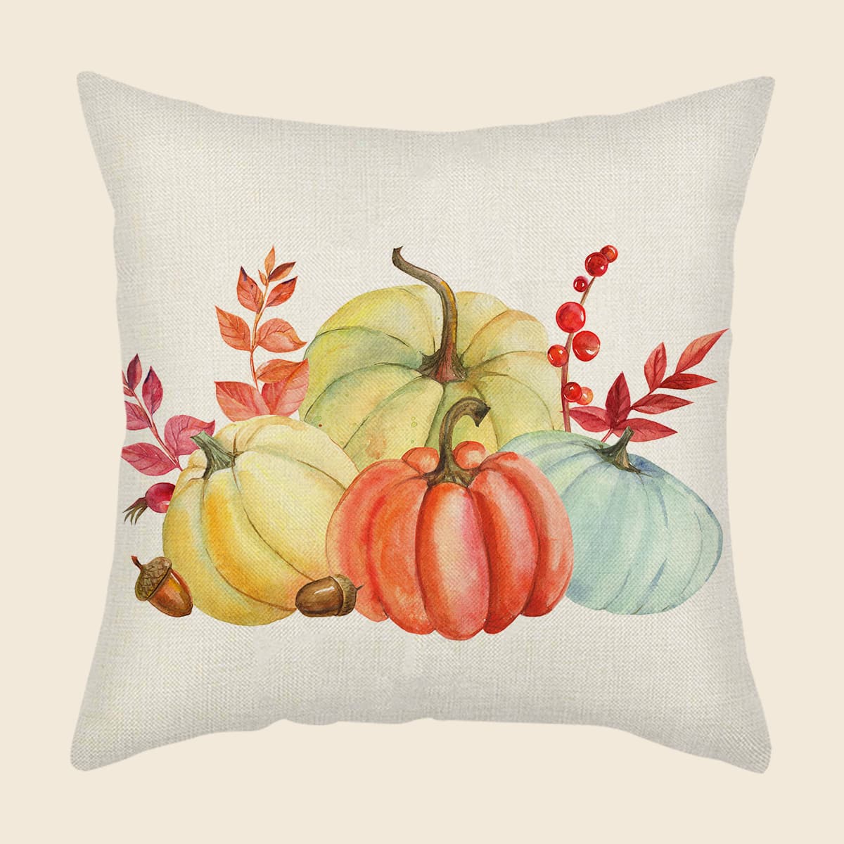 

Pumpkin Print Cushion Cover Without Filler, Multicolor