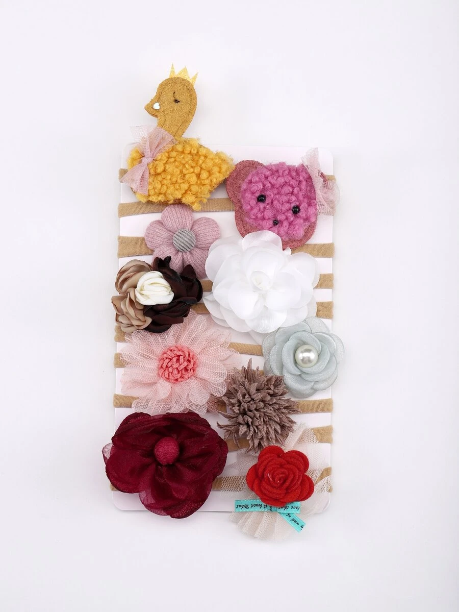 10pcs Baby Flower Decor Hair Band - Multicolor - View 1