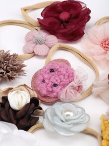 10pcs Baby Flower Decor Hair Band - Multicolor - View 3