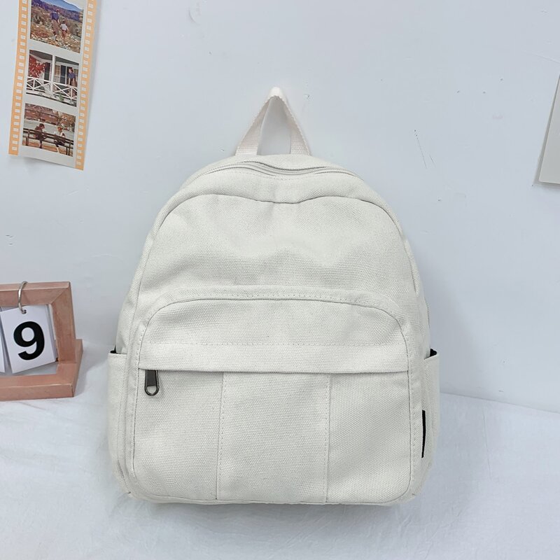

Simple Zip Front Backpack, White