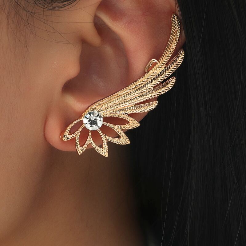 

1pc Rhinestone Decor Ear Cuff, Gold