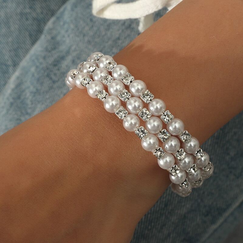 

Faux Pearl Decor Bracelet, White
