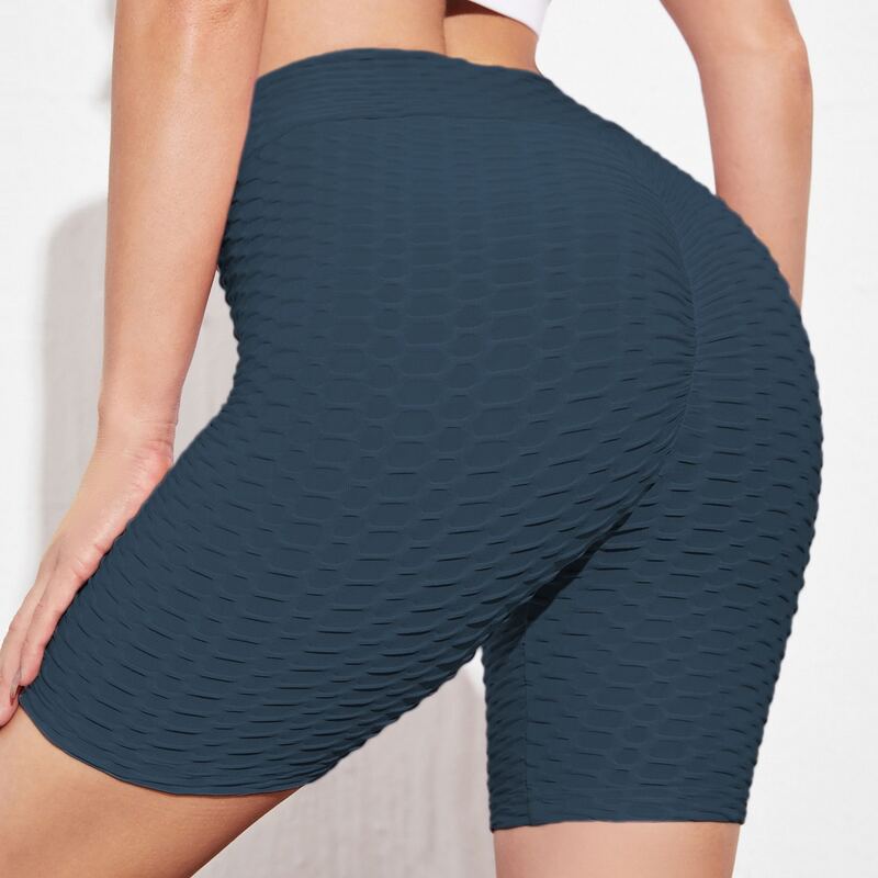

Absorbs Sweat Honeycomb Textured Biker Sports Shorts, Navy blue