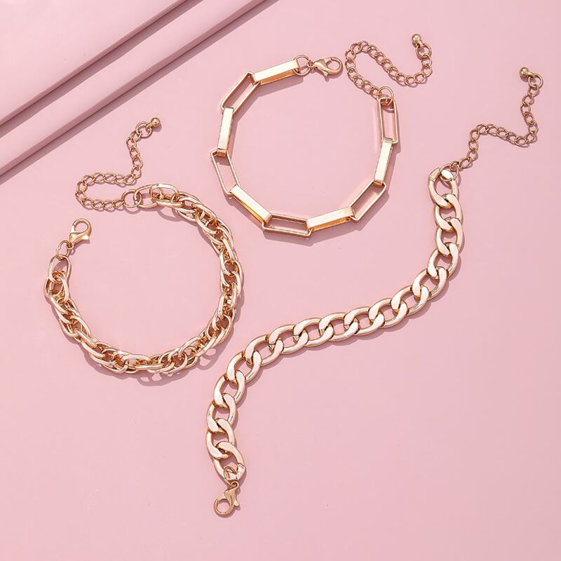 

3pcs Minimalist Chain Bracelet, Gold