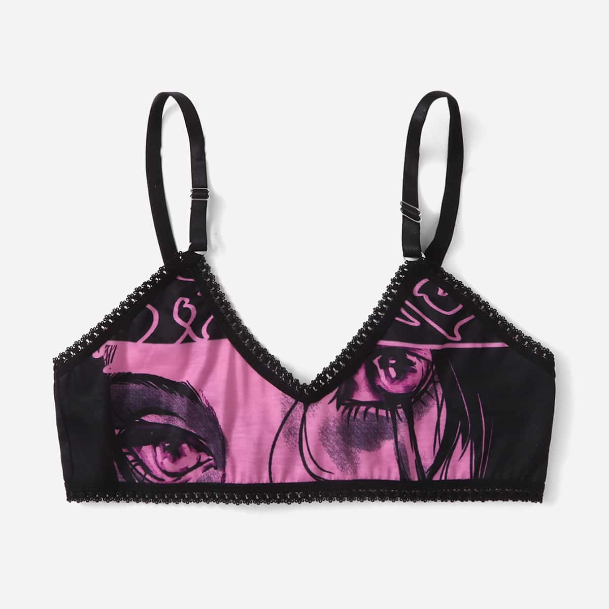 

Cartoon Graphic Bralette, Multicolor