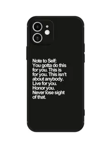 Letter Graphic Phone Case Compatible With iPhone15/15Plus/15Pro/15Promax - Black and White - View 1