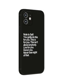 Letter Graphic Phone Case Compatible With iPhone15/15Plus/15Pro/15Promax - Black and White - View 3