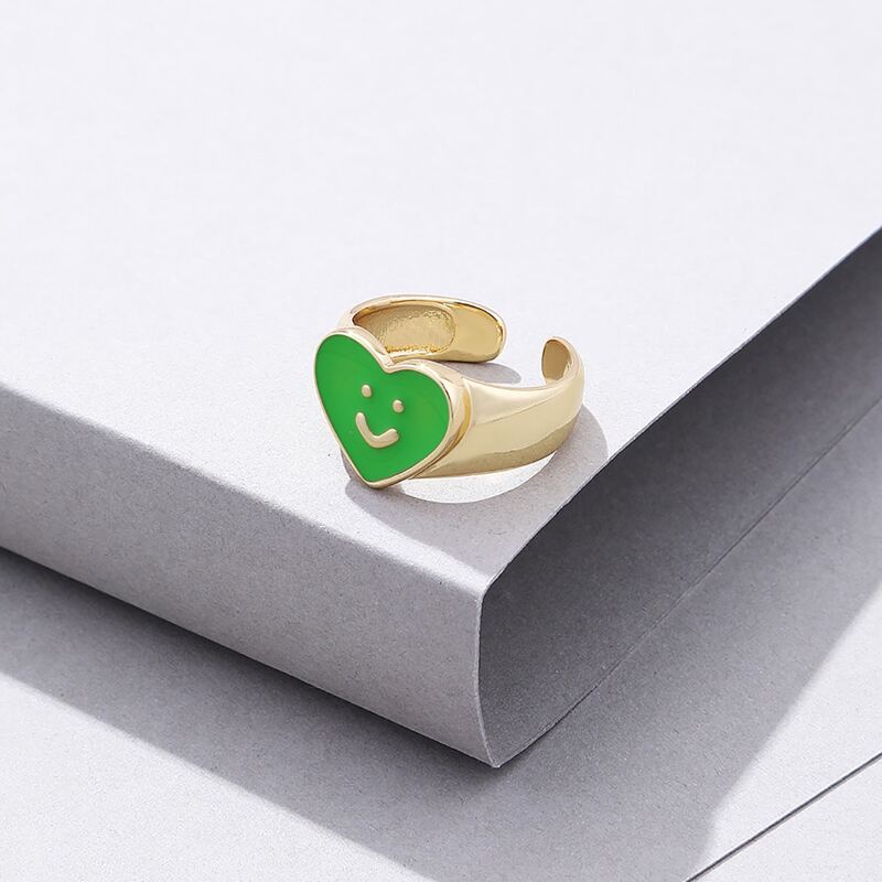 

Heart Decor Ring, Green
