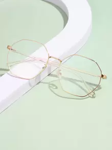 1 件装金属几何多边形 Tr 眼镜 眼镜配件 女士 - 無色 - 查看 1