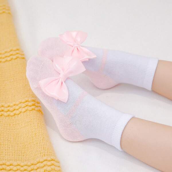 

Носки до середины голени с бантом для девочек, Розовые