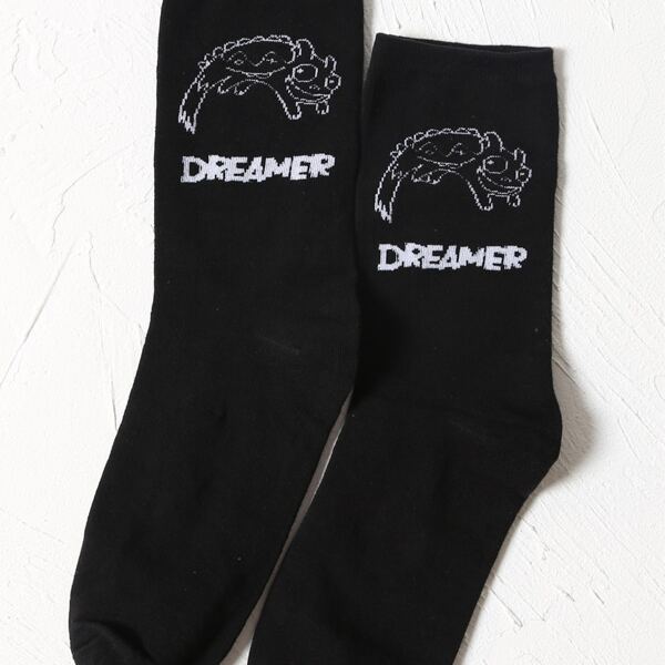 

Letter Graphic Crew Socks, Black