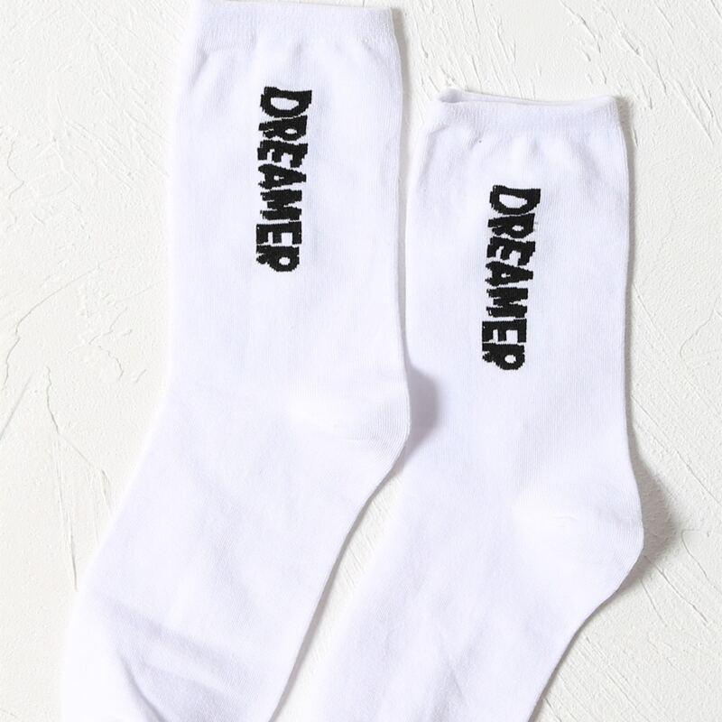 

Letter Graphic Crew Socks, White