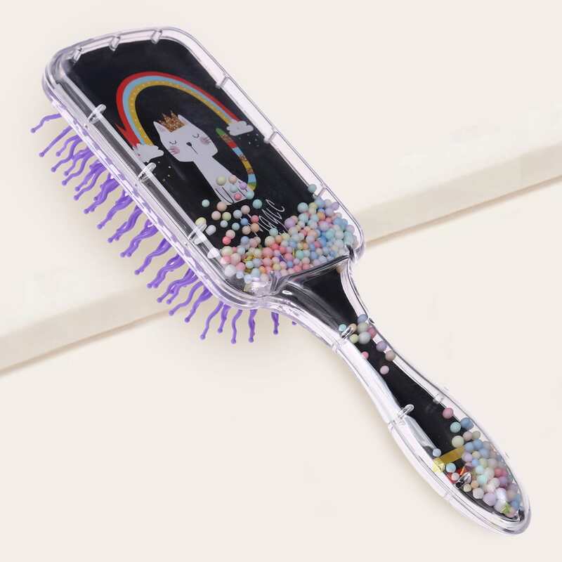 

Cartoon Cat Print Hair Brush, Black
