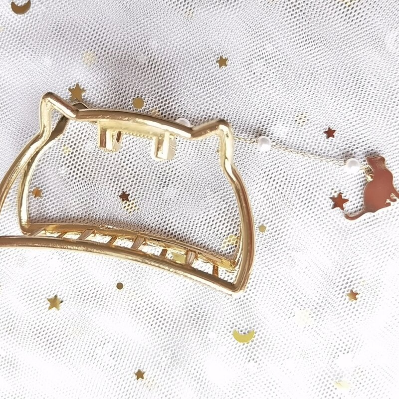 

1pc Cat Design Hair Claw, Gold