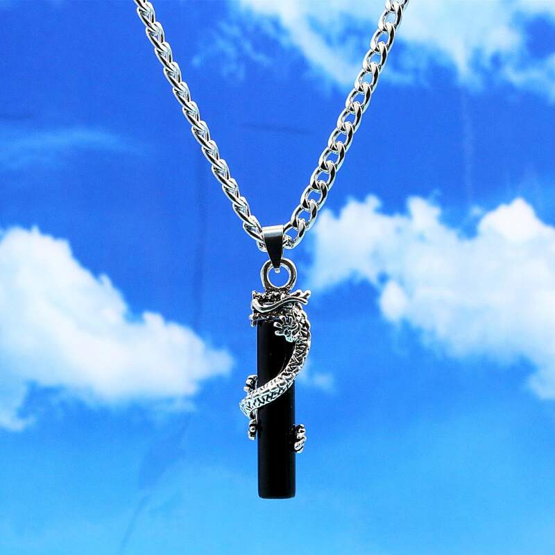 

Guys Dragon Design Chain Necklace, Antique silver