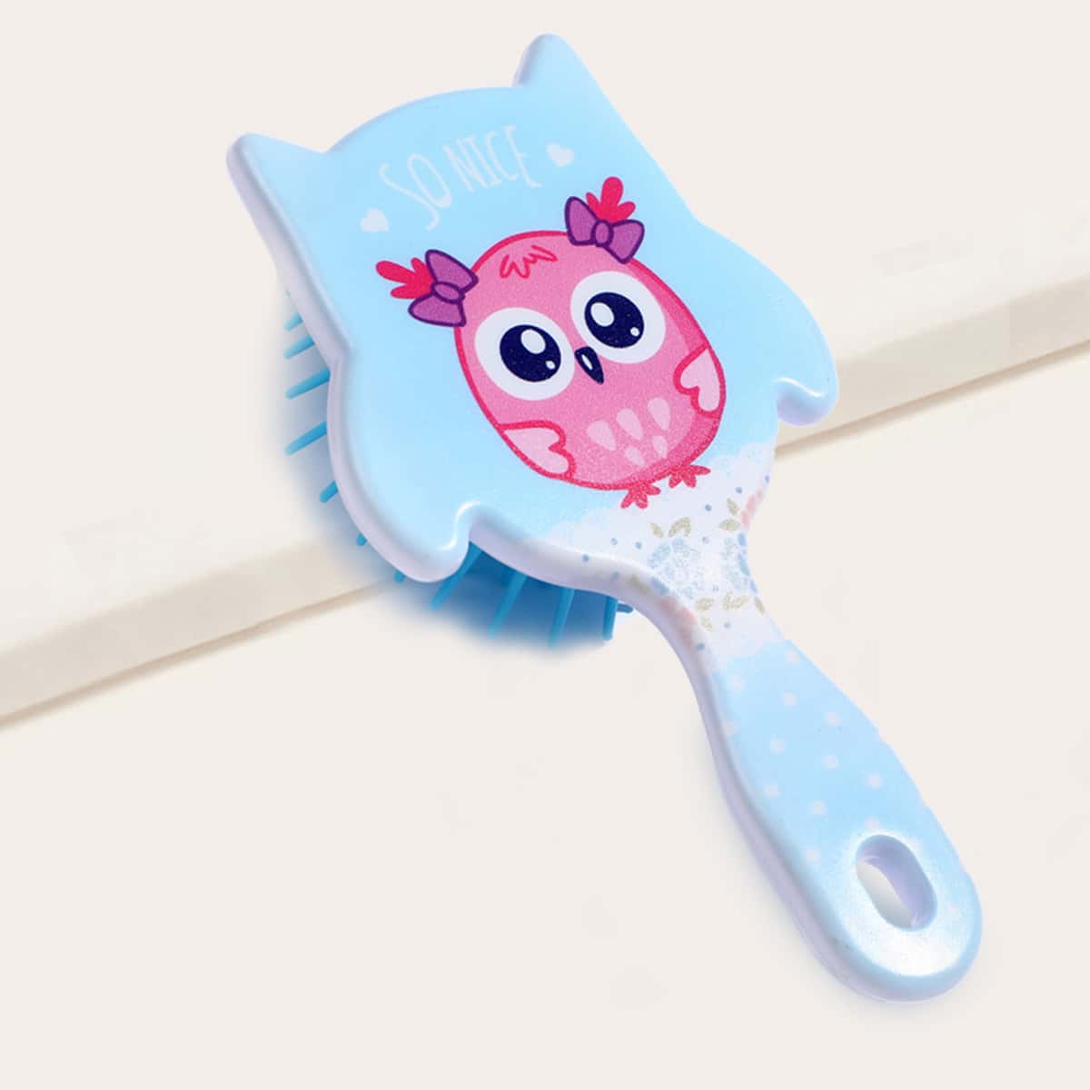 

Cartoon Owl Print Hair Brush, Blue