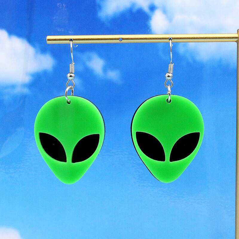 

Alien Drop Earrings, Green