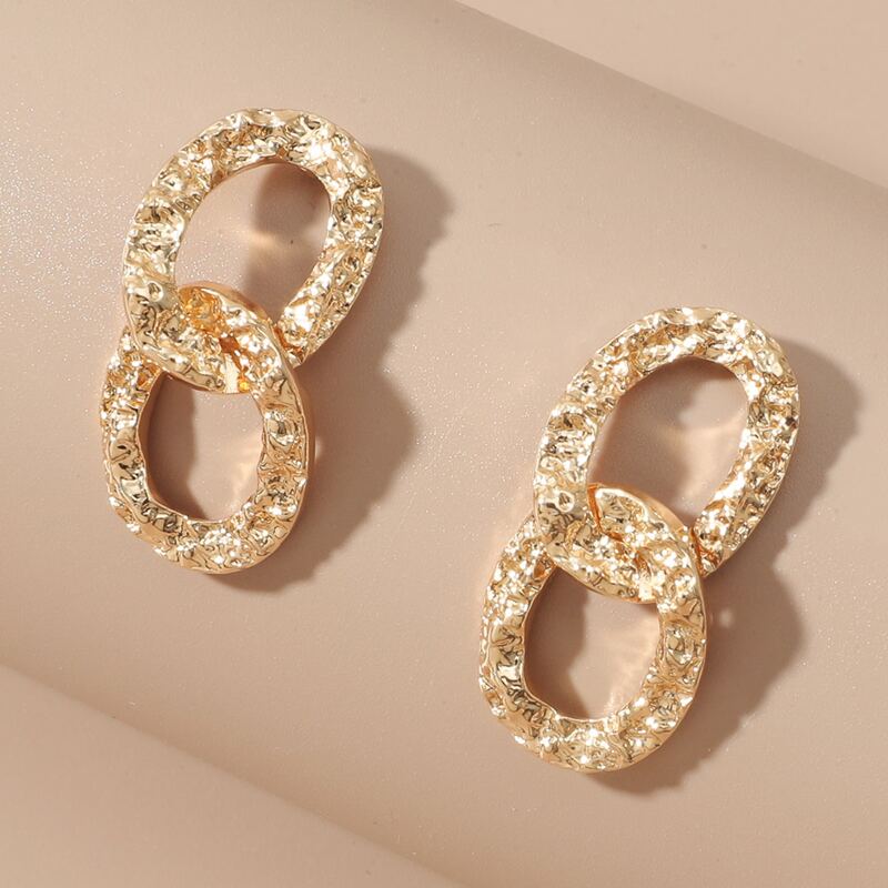 

Chain Design Earrings, Gold