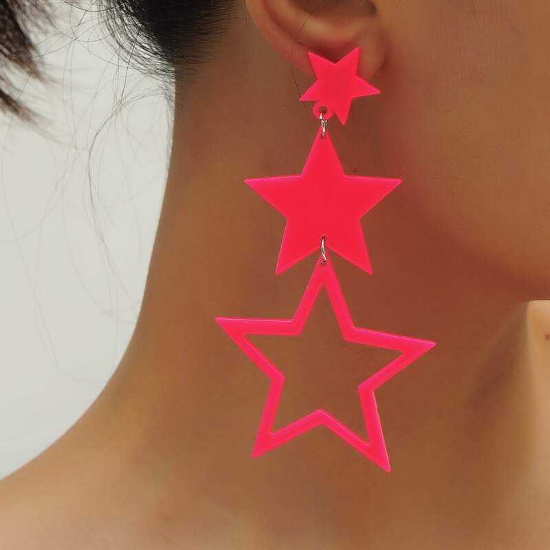 

Star Drop Earrings, Pink
