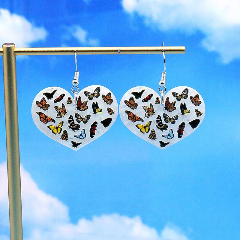 

Butterfly Graphic Earrings, White