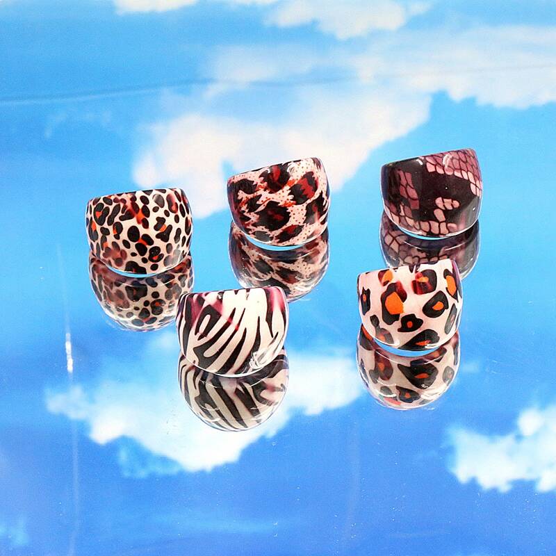 

5pcs Leopard Print Ring, Multicolor